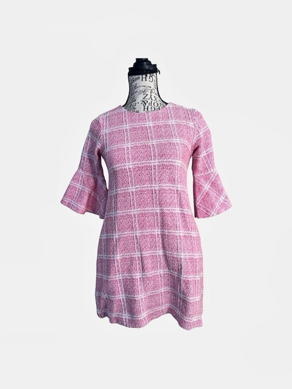 Gabby Checkered Mini Dress in Pink & White Size 12 - Picture 2 of 10